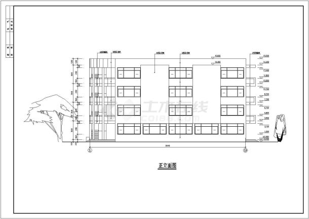 某学校四层框架结构食堂建筑设计施工图-图一