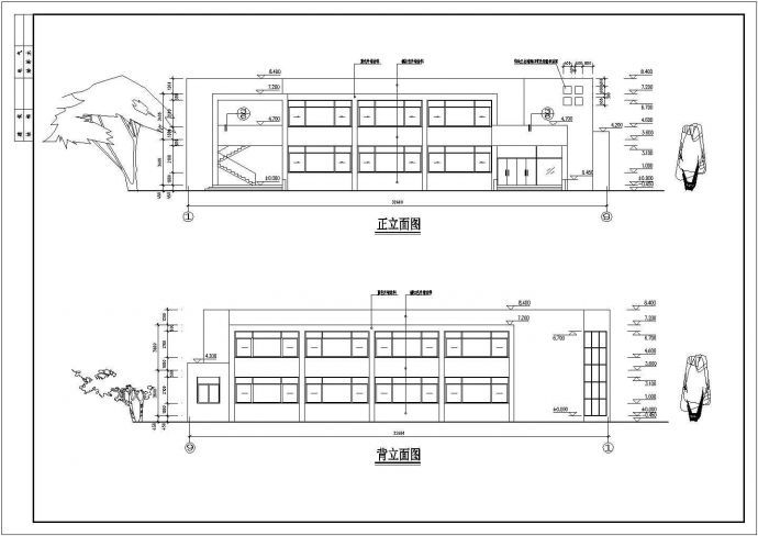 某小学两层框架结构食堂建筑设计方案图_图1