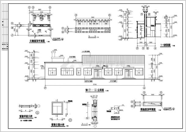 某工厂单层框架结构食堂建筑设计方案图-图一