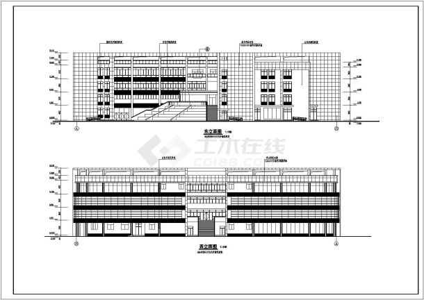 某四层框架结构服务中心建筑设计方案图-图二