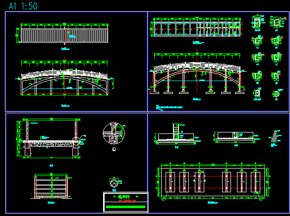 某拱桥施工大样的cad施工设计图