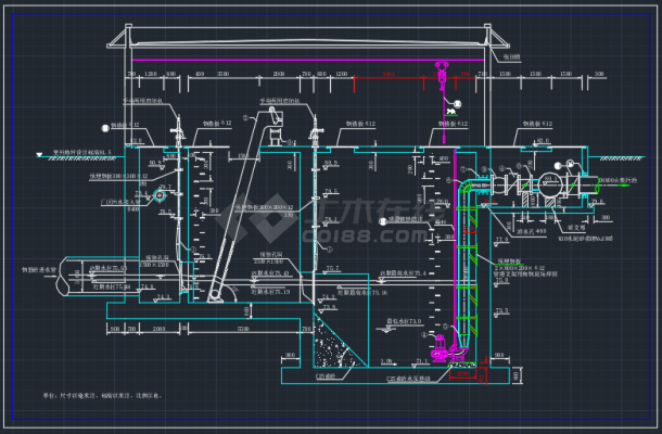 某地污水泵房工艺CAD平面设计方案图-图二
