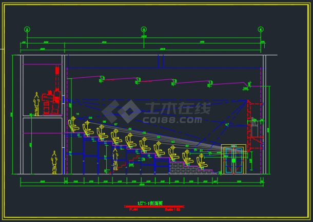 保利国际电影院CAD建筑施工方案图-图二
