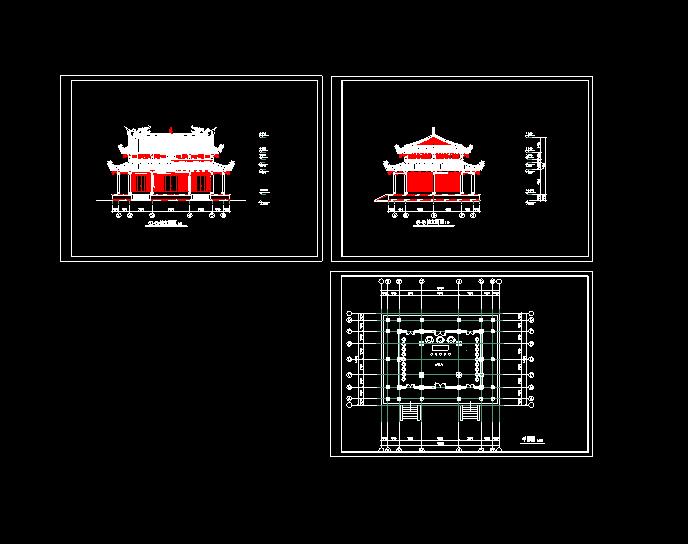 某地小型寺庙建筑设计cad图（共3张）_图1