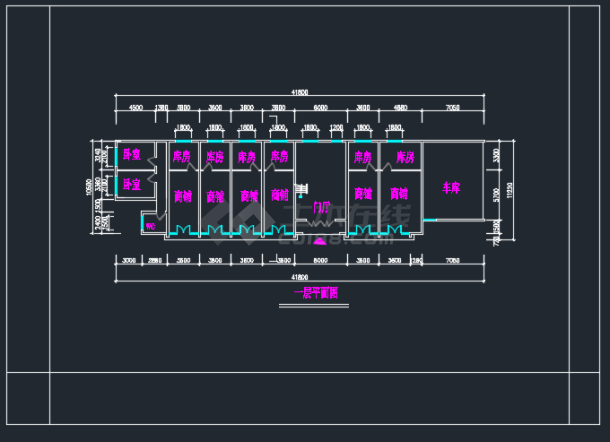 岱山商铺办公楼建筑工程CAD平面设计图-图二
