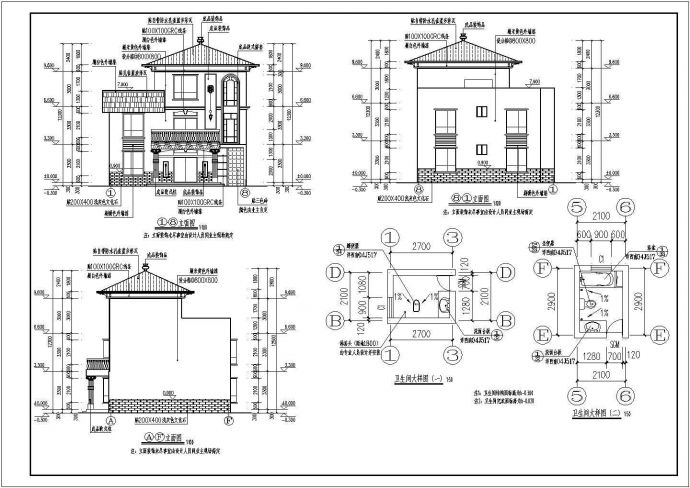 某地区三层砖混结构别墅建筑方案图_图1