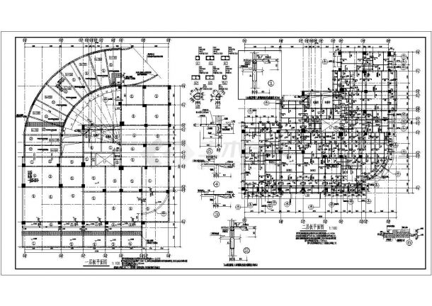 带一层地下室框架结构高层办公楼结构施工图-图一
