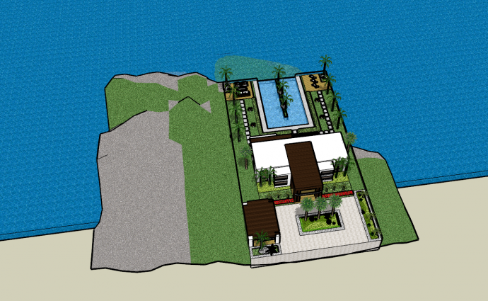 地中海风格庭院花园SU模型图_图1