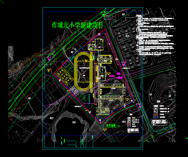 浙北某实验学校建筑总平面布置图