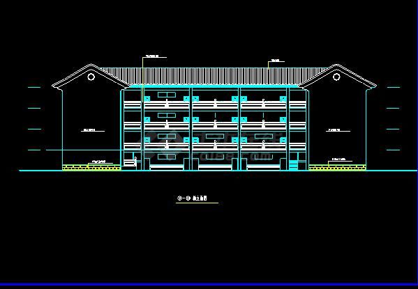 某地小型川南民居风格教学楼建筑设计图（标注详细）-图二