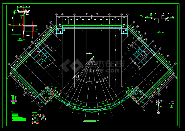 框架结构学校食堂建筑结构CAD图纸-图二