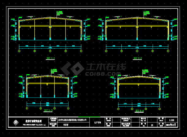 公司厂房结构建筑结构CAD图纸（共10张）-图二