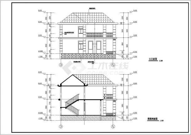 湘潭某地两层砖混结构别墅建筑结构设计施工图纸-图二