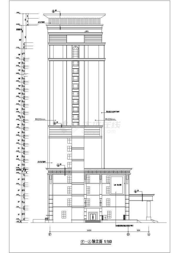 某地二十层框架结构酒店建筑设计方案图纸-图二