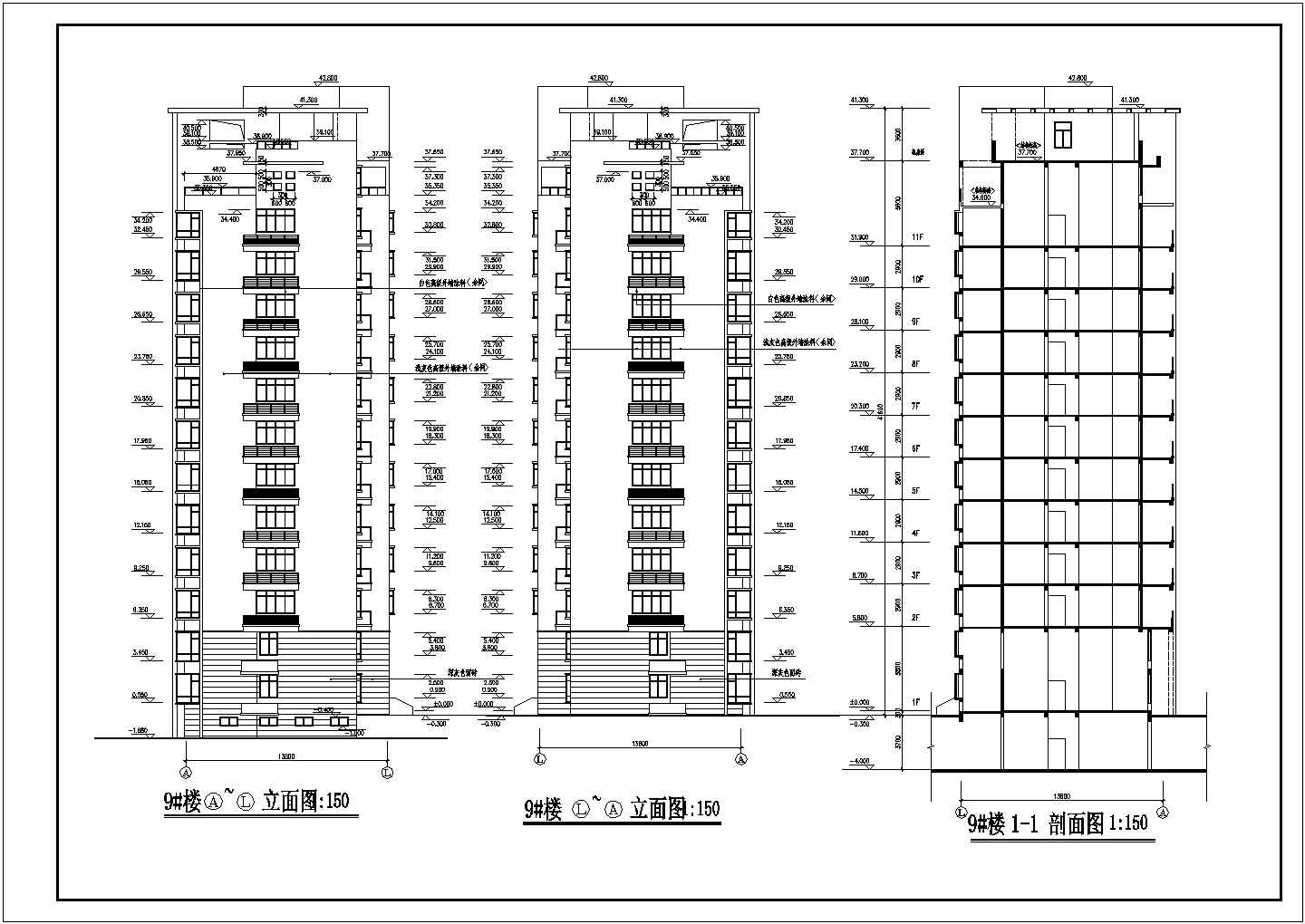 某地十一层框架剪力墙结构住宅建筑设计方案图纸