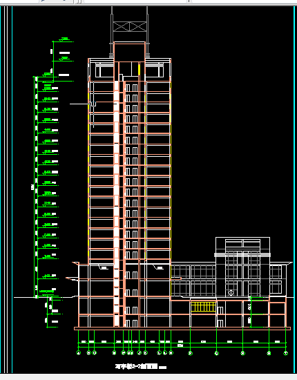 高层写字楼建筑设计施工全套CAD图纸-图二