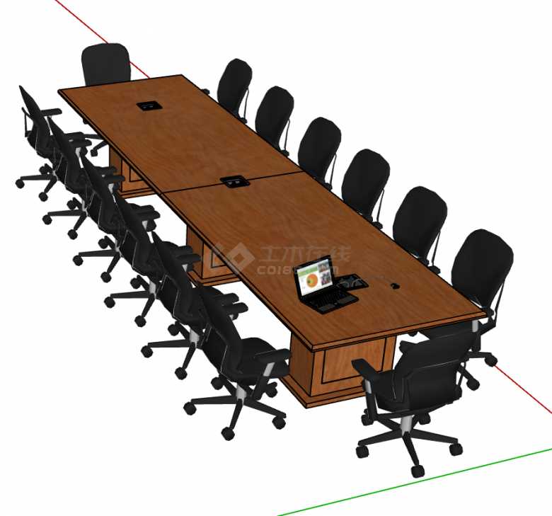 大型传统型会议桌su模型-图二