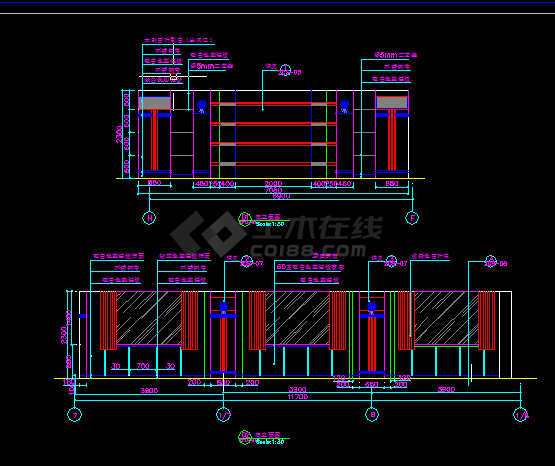 餐厅二层多功能厅设计施工全套CAD图纸-图二