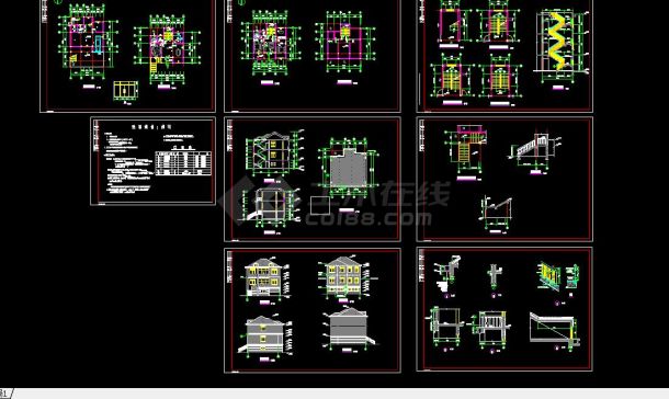 某地区新农村015号别墅cad设计施工图-图一