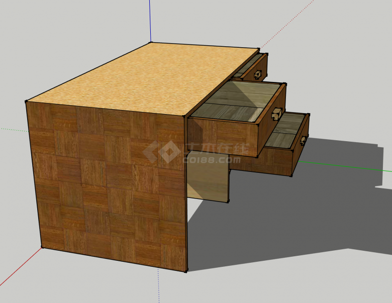 现代风格木桌子办公桌家具su模型-图二