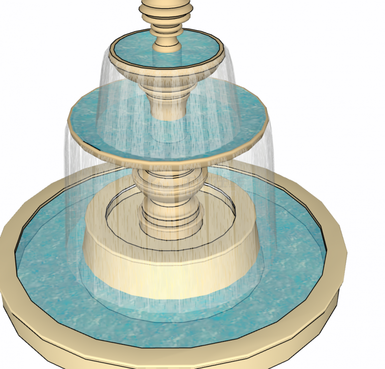 三层简约灯塔型喷泉su模型-图二