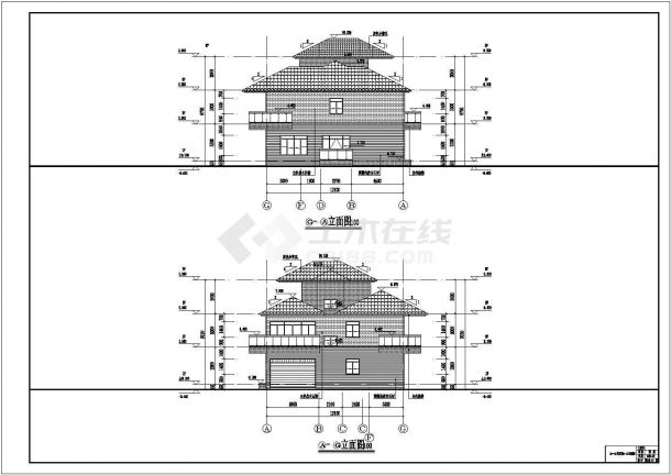 某地三层框架结构小别墅建筑设计方案图-图二