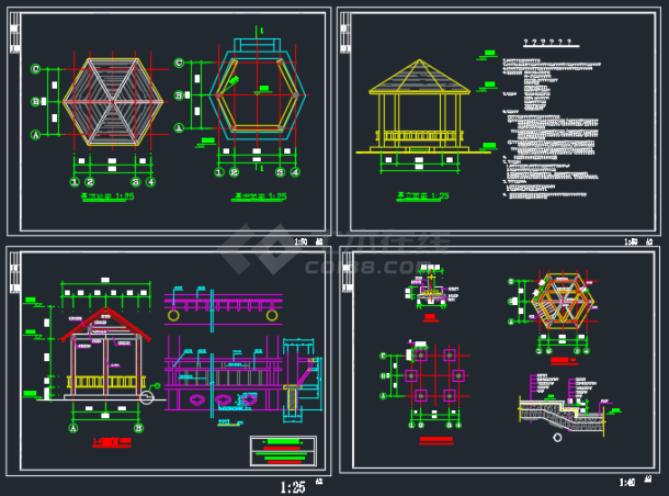 北京某地六角亭建筑CAD设计施工图-图一