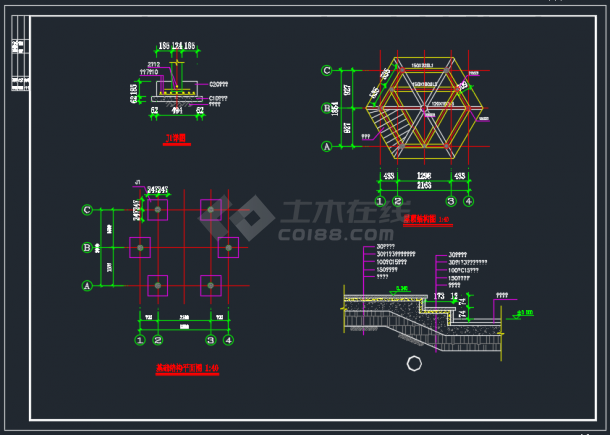 北京某地六角亭建筑CAD设计施工图-图二