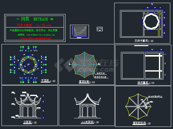 南京某地八角亭建筑CAD设计施工图-图一