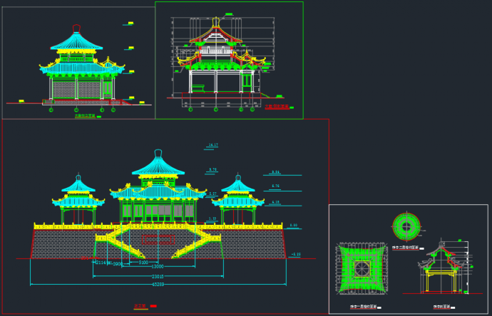 南京某地碑亭建筑CAD正立面施工图_图1