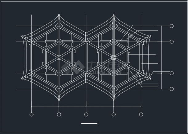 木结构宋式做法六角连亭CAD施工图-图二