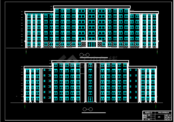 【7层】6900平米左右一字型框架办公楼毕业设计（建筑结构图、计算书）-图二