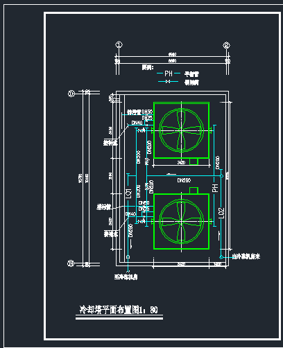某大型冷却塔全套基础平面布置CAD图-图二