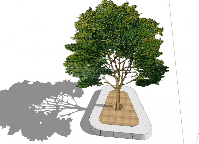 现代环保创意树池座椅su模型-图二