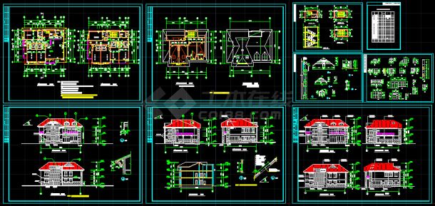 某3套完整的小别墅施工设计CAD详情图纸-图一