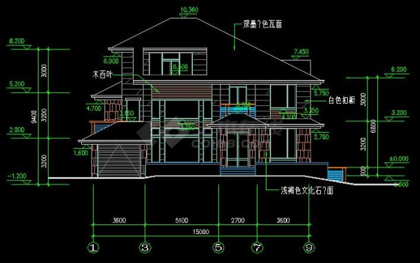 三层日式别墅建筑施工图（共9张）-图二