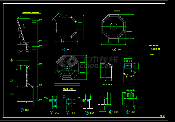 景区艺术钟楼设计方案全套CAD图纸-图二