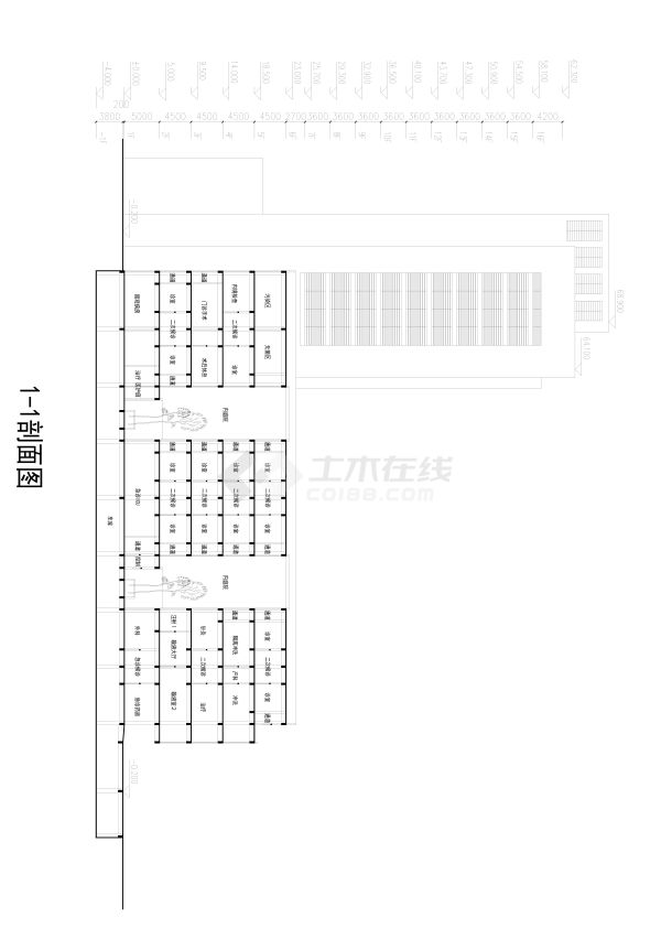 中国医学科学院皮肤病医院门诊综合楼工程门诊部剖面图-图一