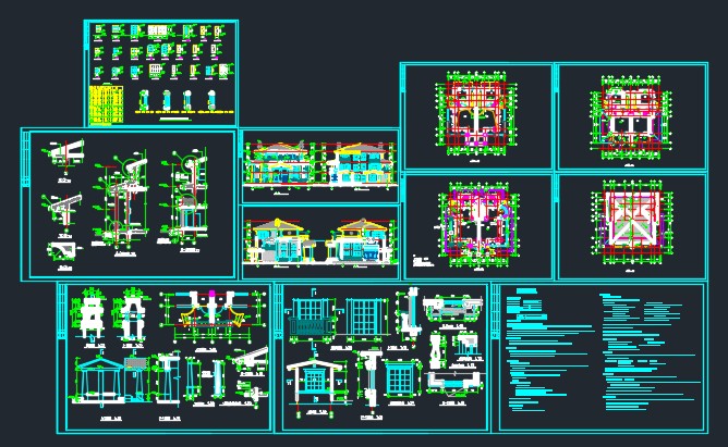 某双拼别墅建筑设计CAD详情全套图纸