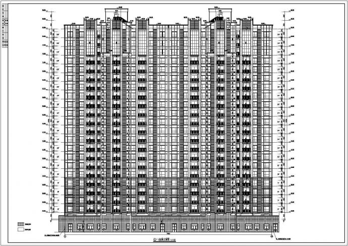 某地26层高层住宅建筑平面图轴立面图剖面图_图1