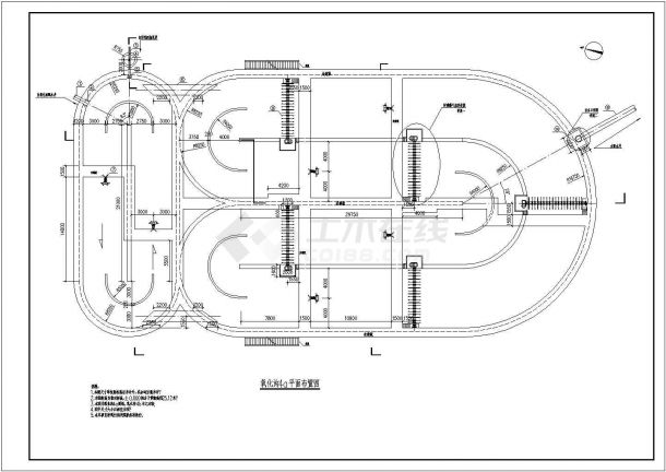 2.5万吨污水厂卡鲁赛尔氧化沟单体工艺图纸-图二