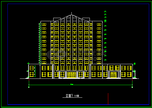 某高层宾馆建筑cad设计施工图(包括标准层、平立剖面及总平面)-图二