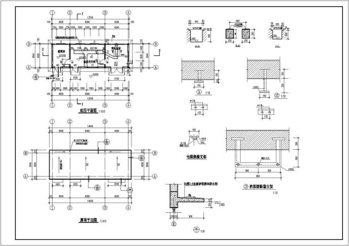 某地一层框架结构变电房建筑及结构施工图_图1