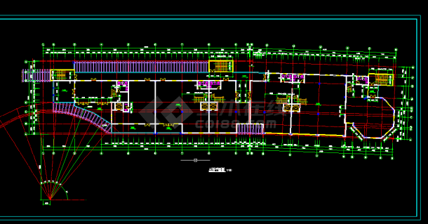 商业楼4层建筑施工CAD设计图纸-图二