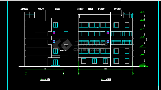 某宿舍餐厅建筑施工CAD设计详图方案-图二