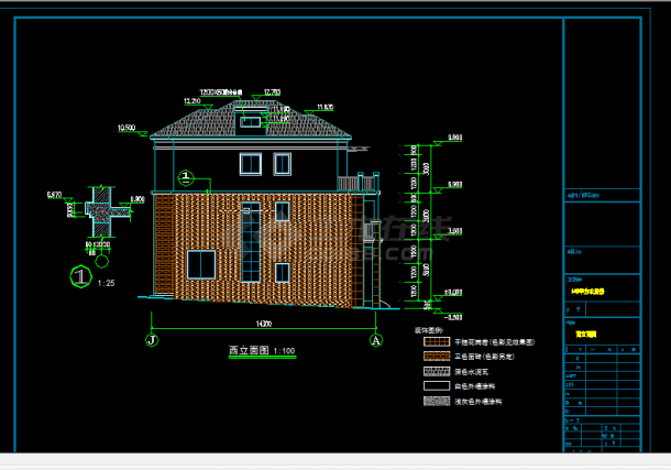 140平米农居房建筑施工CAD设计详图-图二
