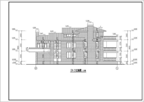 某地区三层砌体结构别墅建筑设计施工图-图二