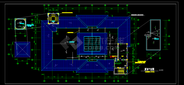 某会所平面建筑施工CAD设计图纸-图二