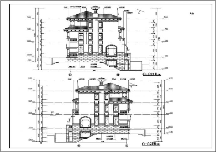 某地区三层连拼别墅建筑设计施工图_图1