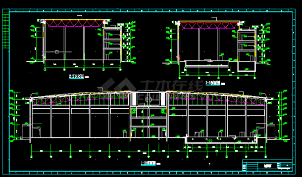 城市体育馆建筑施工CAD设计图纸-图二